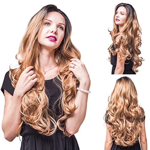 Blond Wig Long,30" Lace Front Curly Replacement Hair Wigs Heat Resistant Wigs for White Women as Cosplay or Daily Use wig