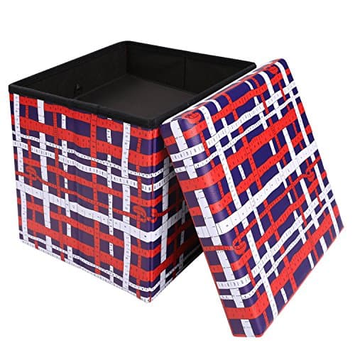 Dorfin14.4" PVC Leather Ottoman Folding Storage Ottoman Bench Cube Foot Rest Stool Seat Coffee Table for Home, Office, Outdoor and More