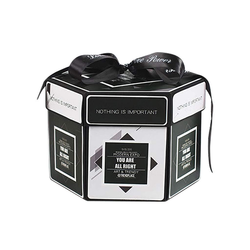 MyCozy Black Explosion Box Surprise Party Love Gift,Creative Handmade DIY Photo Album Scrapbooking Gift Box For Christmas Birthday Anniversary Valentine Wedding Mother's Day 43X43CM