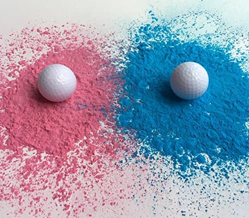 Pair of Gender Reveal Exploding Golf Balls 1 Pink & 1 Blue Great Party Idea or Gift to Announce Sex of Baby
