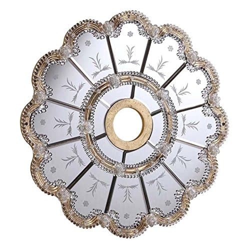 Elegant Lighting 32" Mirrored Medallion Ceiling Canopy in Gold