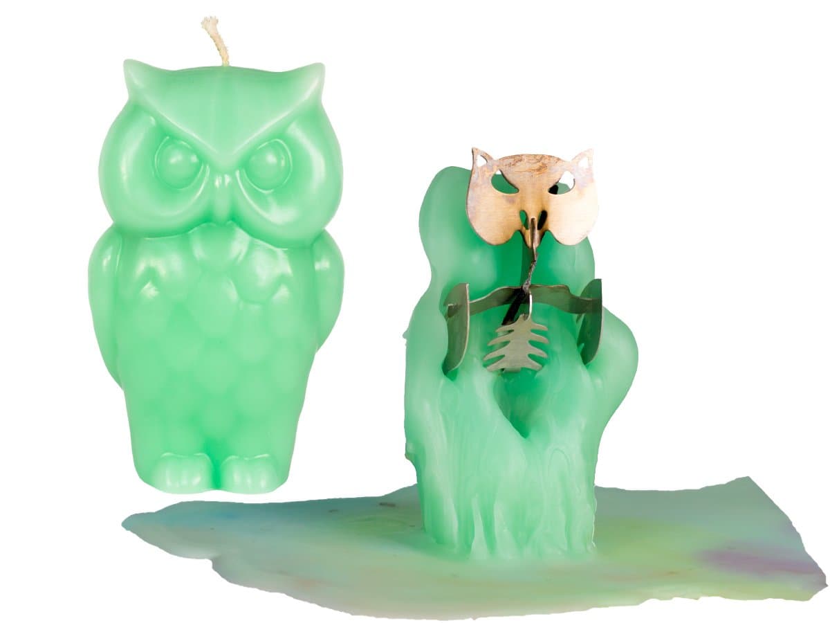 Owl Candle – Unscented – Skeleton Candles – Green