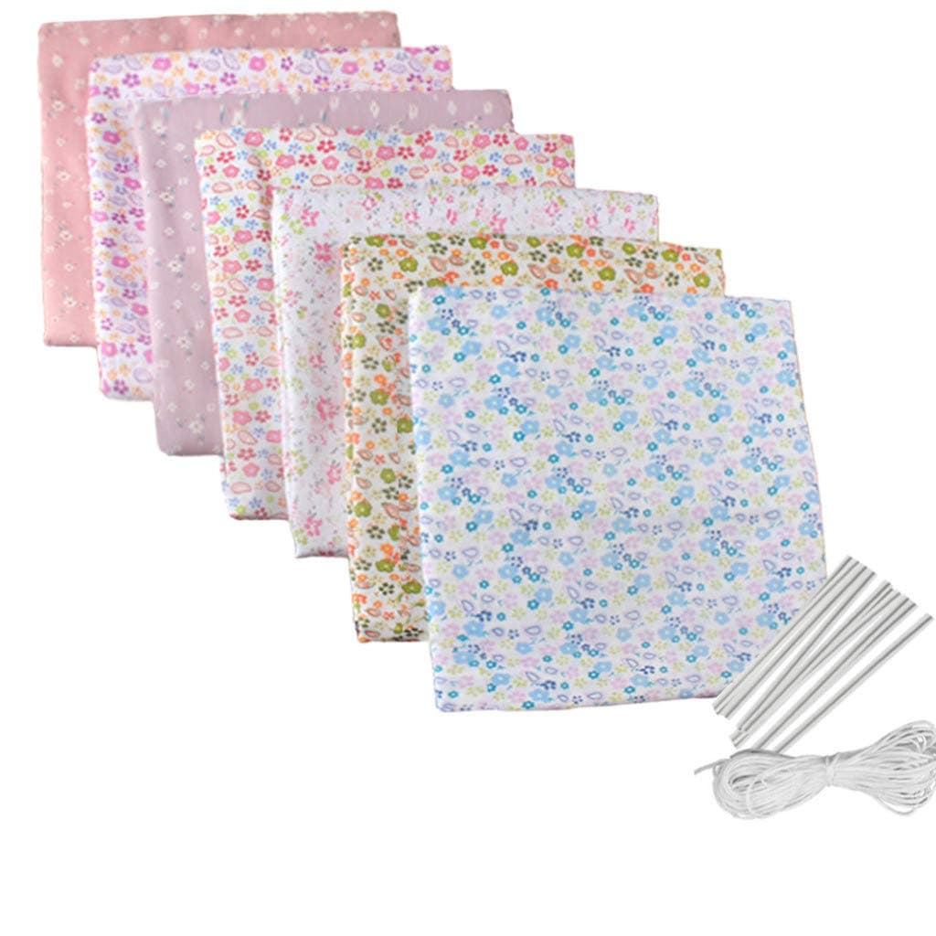 TOTAMALA Face Cover Material DIY Self-Made Face Cover Material Set, 7PCS Square Towel Face Cover Cloth, 10PCS Metal Nose Bridges Strips, and 6m Elastic Band Earband for DIY Sewing Crafts (Color#10)