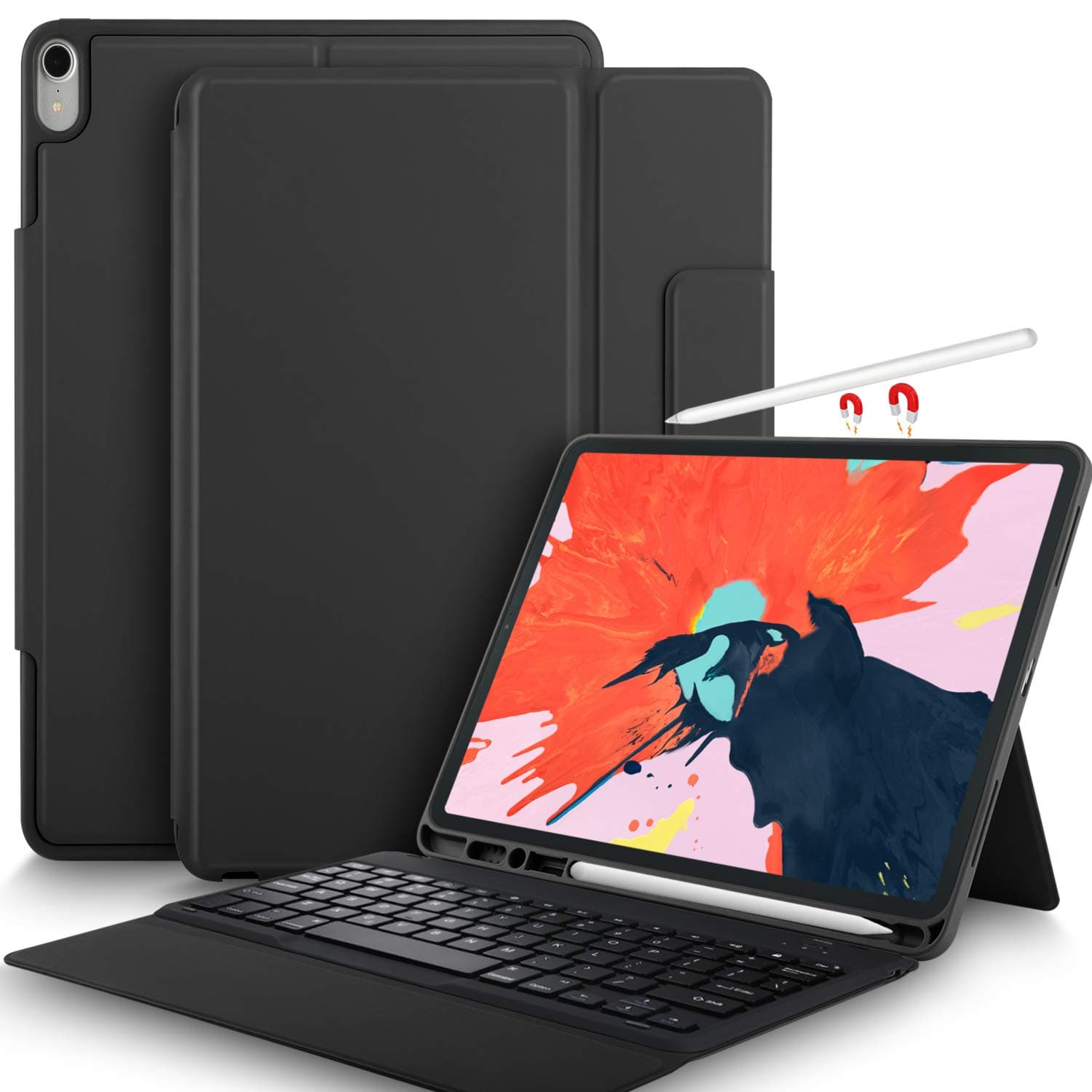 Yocktec Keyboard Case for Apple iPad Pro 11 2018,Ultra-Thin Bluetooth Keyboard Front Prop Stand Case/Cover for Apple iPad Pro 11 inch 2018 Tablet (Black)