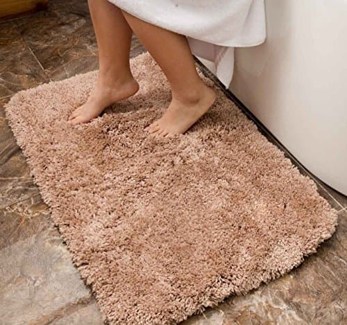 Bath Rug Luxury Soft Microfiber Bathroom Floor Mats with High Absorbent Bath Shower Rugs Washable 20" x 32" (Khaki)