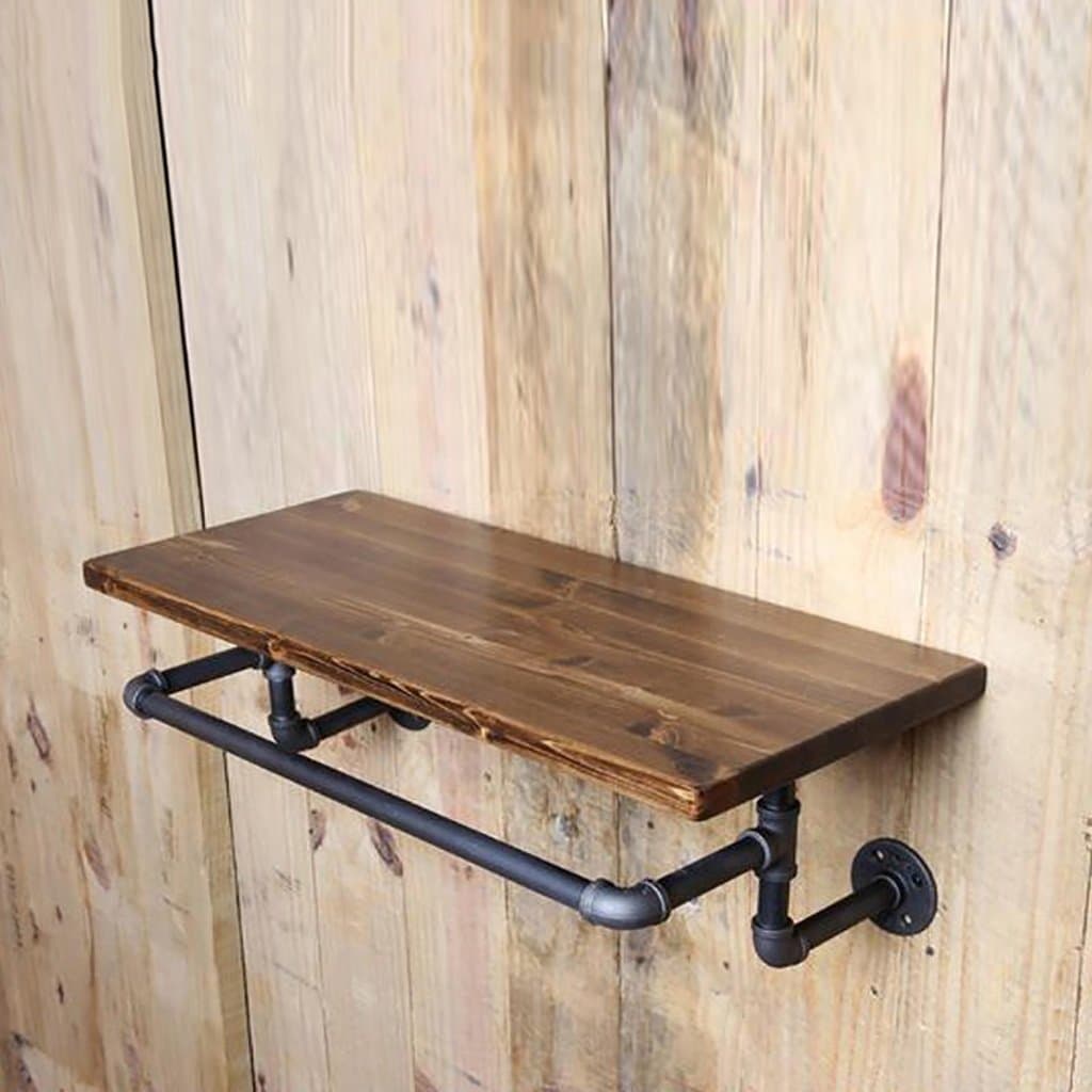 Floating Shelves Retro Old Industrial Iron Iron Pipe Shelf Wall Mount Shelf Shoe Walls Solid Wood Laminates Shelves Hanger Hangers Industrial wall frame (Size : 40 * 20 * 2cm)