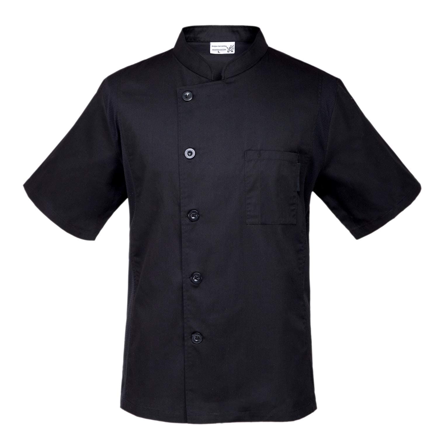 Summer Men's Short Sleeve Chef Coat Jackets Single-Breasted with Breathable Mesh Side Work Uniform