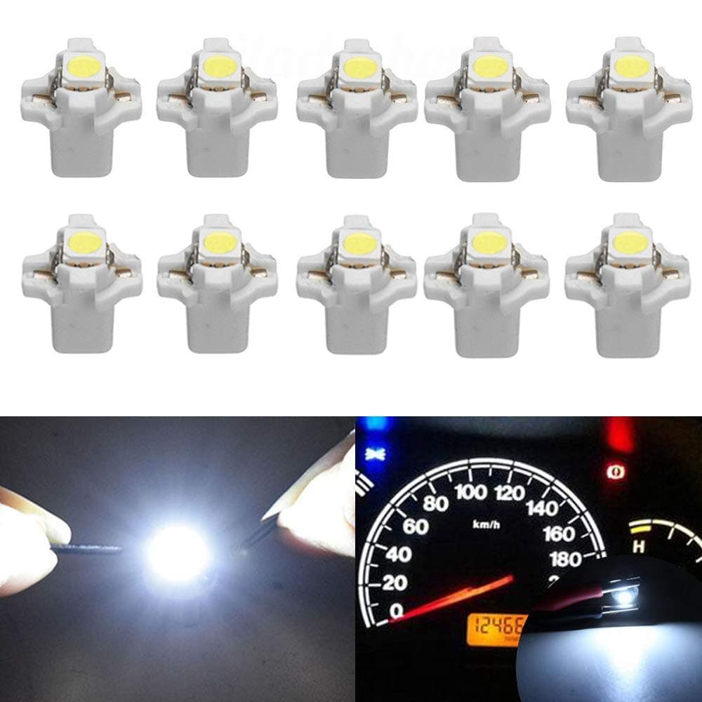 HSUN B8.3D LED Wedge Bulb, SMD5050 Chip 22LM Extremely Bright For Car Auto Dashboard Instrument Reading Gauge Panel Light,10 Packs,6000K White