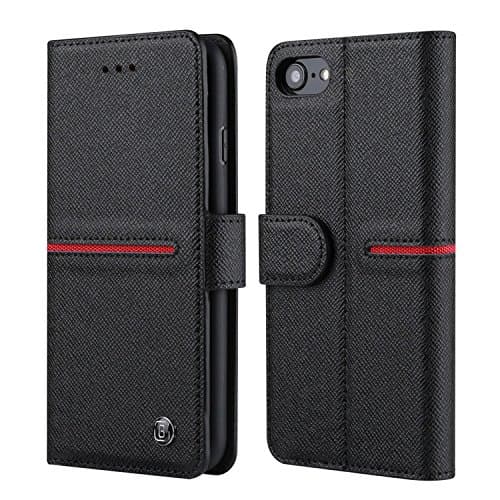 iPhone 8 Plus Wallet Case Leather -- Bidafun Genuine Leather Handmade Flip Case For iPhone X with Magnetic Closure