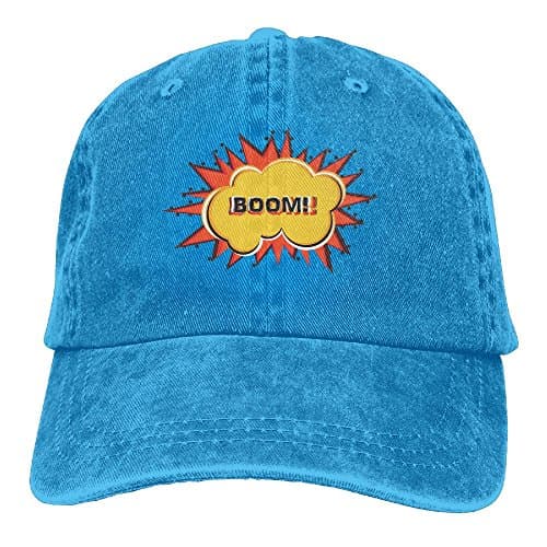 Uanqunan Boom Unisex Cotton Denim Baseball Cap Adjustable Strap Low Profile Plain Hats RoyalBlue