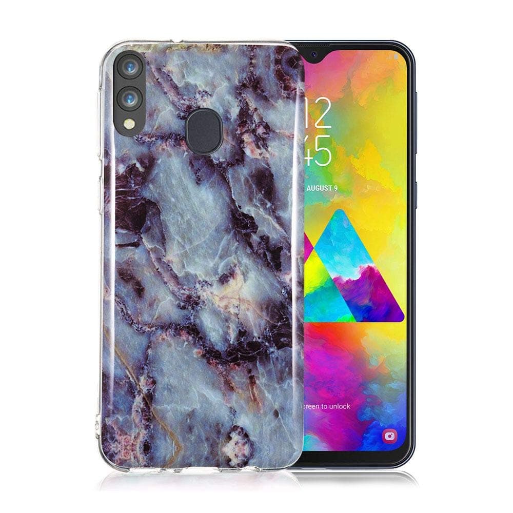 Marble Phone Case for Samsung Galaxy M20, Silicone Case Marble Pattern Ultra Slim Transparent Slim-Fit Anti-Scratch Shock Proof TPU Soft Gel Case Cover Bumper Protective Rubber Shell - Brown