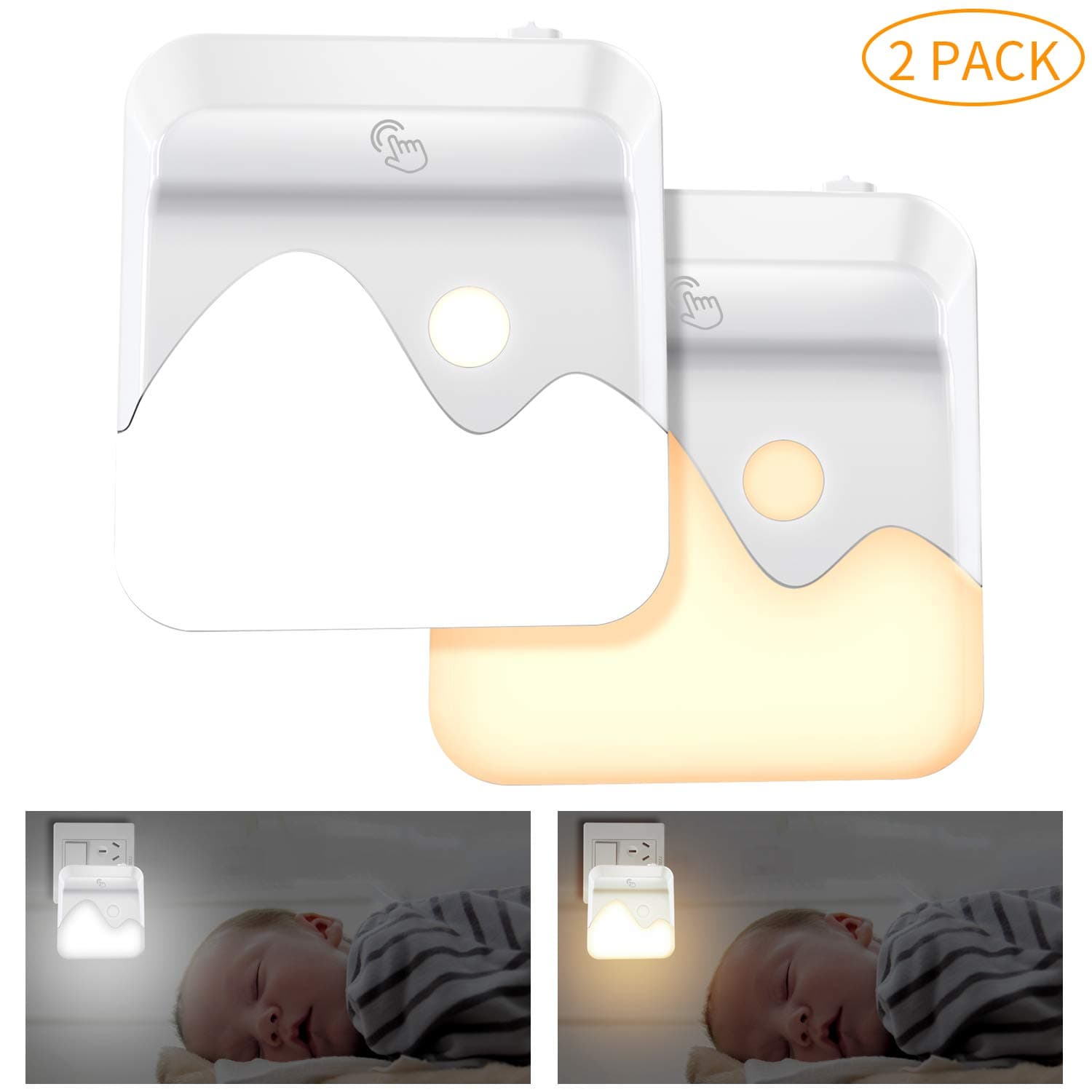 Plug-in Night Light,2700K/6000K Dimmable LED Night Light for Kids Adult Bedroom Kitchen,Dusk-to-Dawn Sensor with 2 Modes Optional