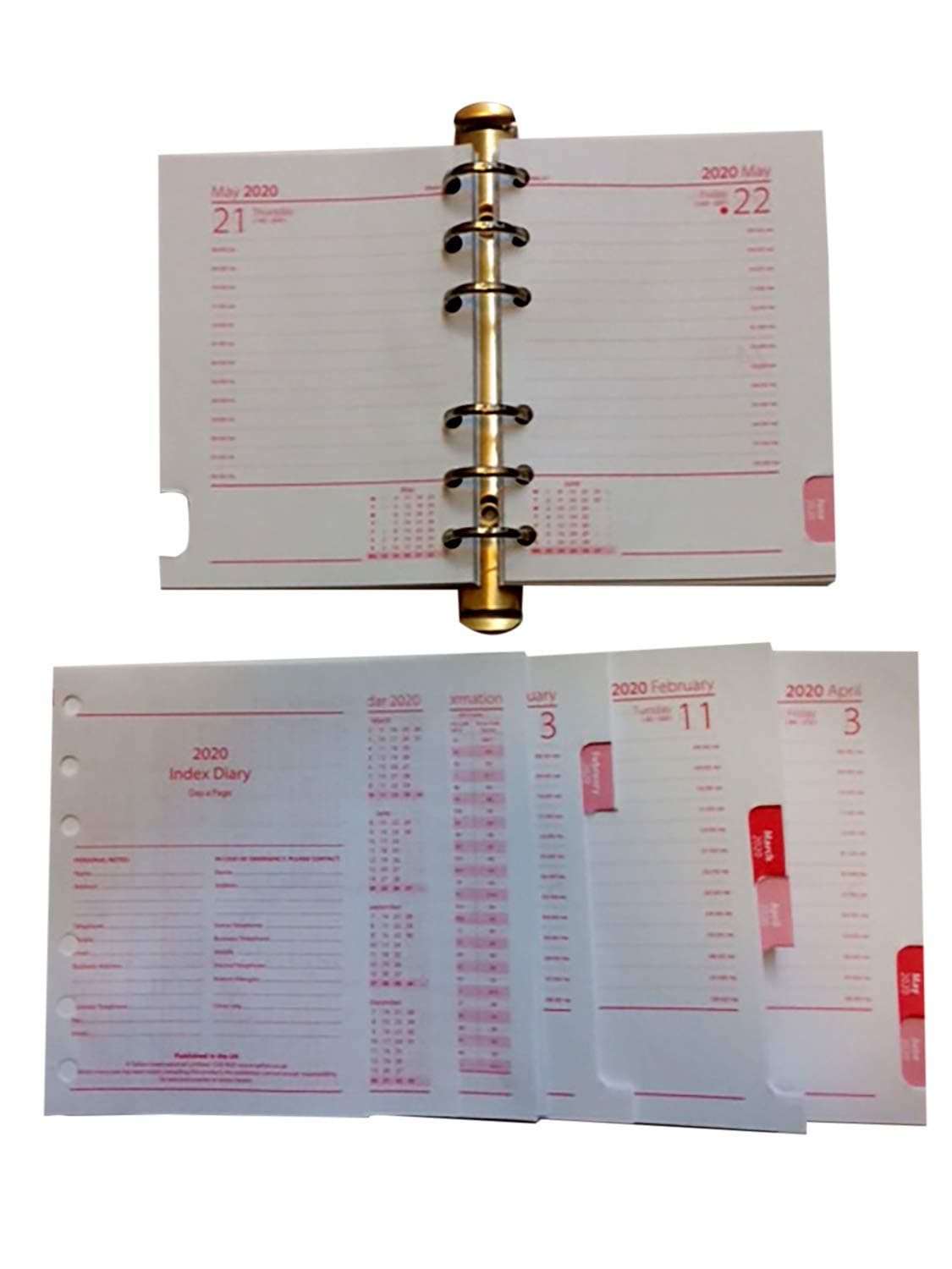 A6 Day to a Page Diary Inserts 2021 Suitable for Mulberry Agenda Size 100x142mm (178 Pages Printed Both Sides) Index Diary with appointments