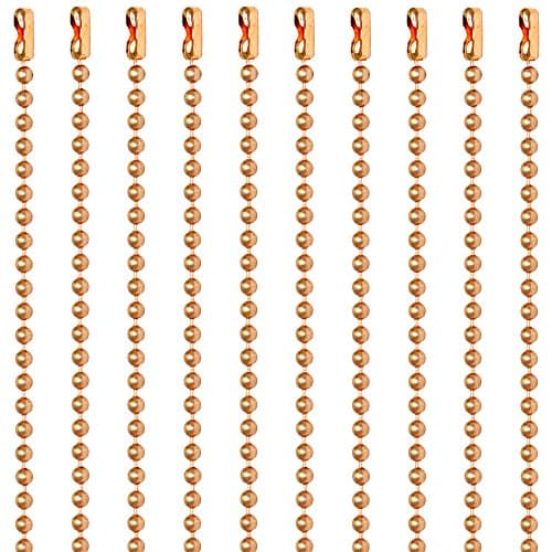 Ball Chain Number 3 Copper Ball Chain - 30 Inch Beaded Chain Necklace - 2.4 mm in Diameter - 10 pcs. with Attached Connector