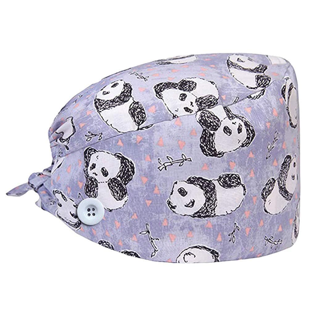 XUNMOWEI Surgical Scrub Cap with Button Sweatband Adjustable Tie Back Medical Doctors Nurses Bouffant Hats for Women Men(02)