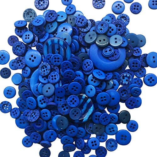 1000 Pieces Assorted Sizes Resin Buttons 2 and 4 Holes Round Craft Buttons for Sewing DIY Crafts Children's Manual Button Painting (Dark Blue),Q1234