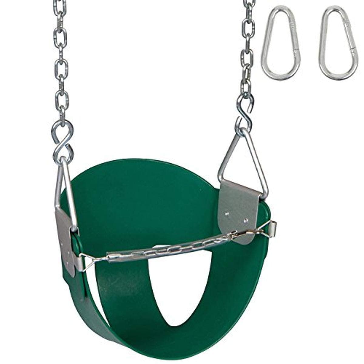 Swing Set Stuff Highback Half Bucket Seat (Green) with Chains and Hooks and SSS Logo Sticker