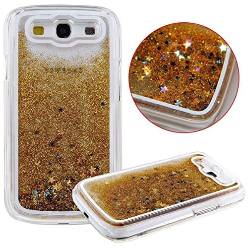 Galaxy Core Prime G360 Case,Creative Design Glitter Shiny Quicksand Sparkle Stars and Flowing Liquid Transparent Plastic Case for Samsung Galaxy Core Prime G360 / Samsung Galaxy Prevail LTE(Golden)