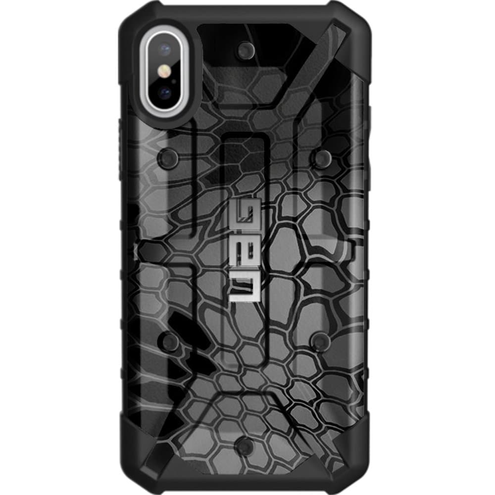 Limited Edition - Customized Designs by Ego Tactical Over a UAG Urban Armor Gear Case for Apple iPhone X/Xs (5.8")- Black Kryptek Typhon Camouflage