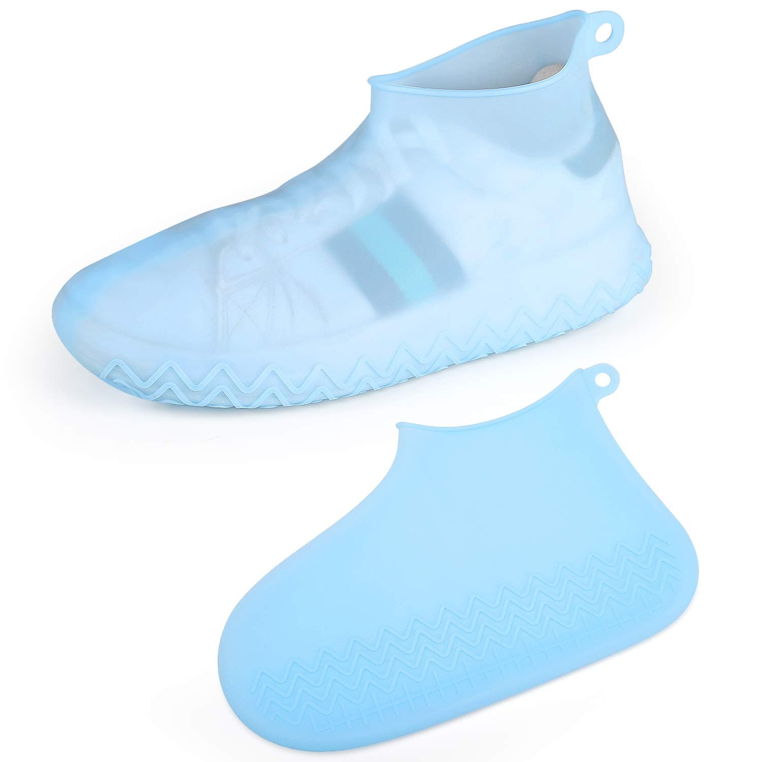 AOGUERBE Waterproof Silicone Boot and Shoe Covers, Reusable Rubber Shoe Protectors Men/Women Covers for Shoes Rain Silicone Protector for Outdoor/Indoor/Walking Non Slip Stretchable (Blue, Small)