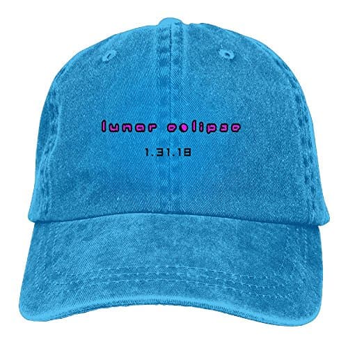 MCWO GRAY Lunar Eclipse January 31 2018 Fit Denim Hat Baseball Cap Royalblue