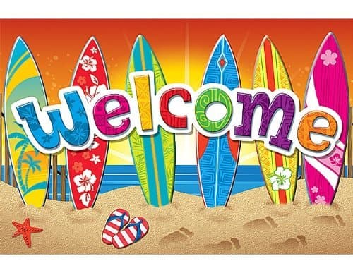 2 X Teacher Created Resources Surf's Up Welcome Postcard (5363)