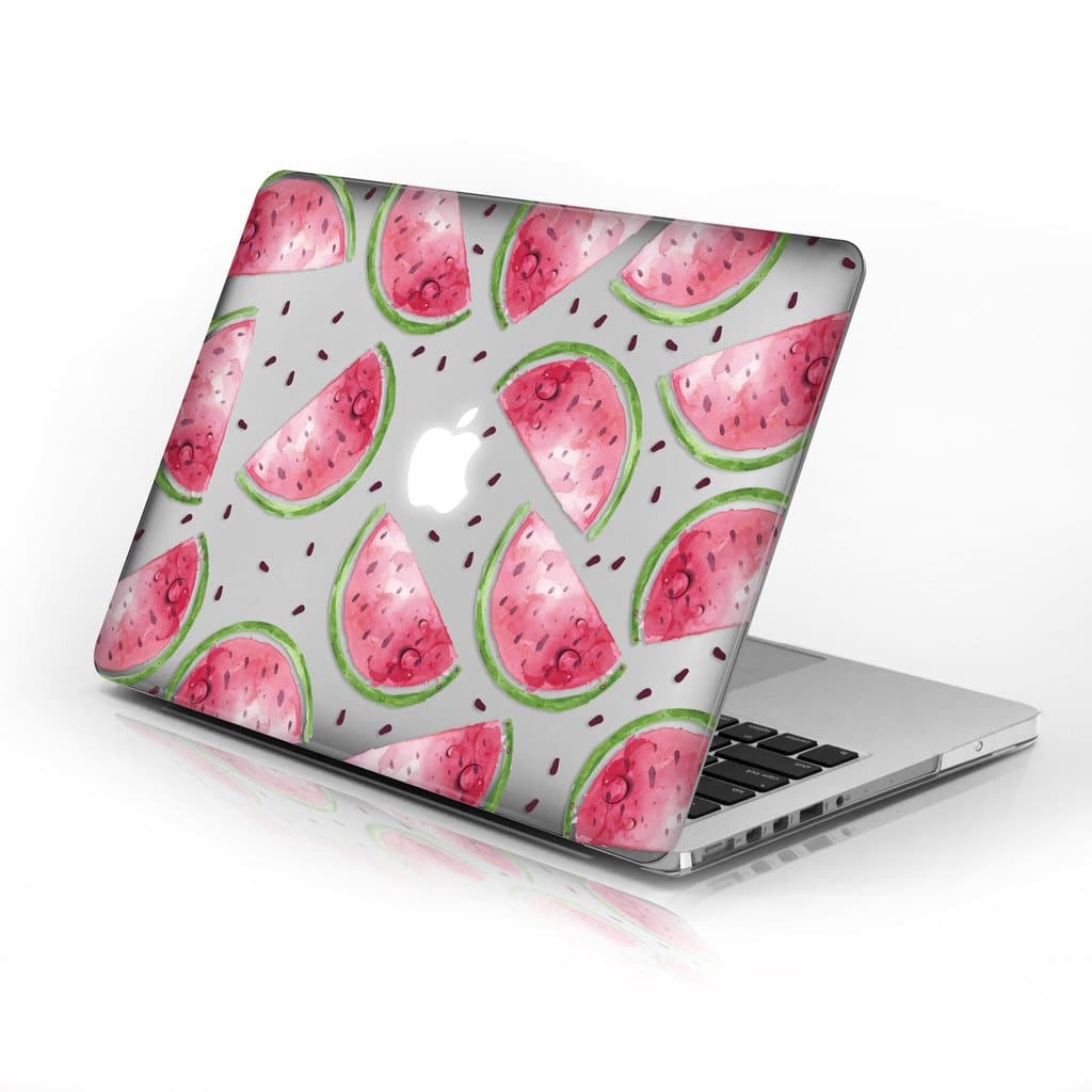 Rubberized Hard Case for Macbook Air 13 Inch model number A1369 and A1466, Watermelon design with clear bottom case, Come with Keyboard Cover
