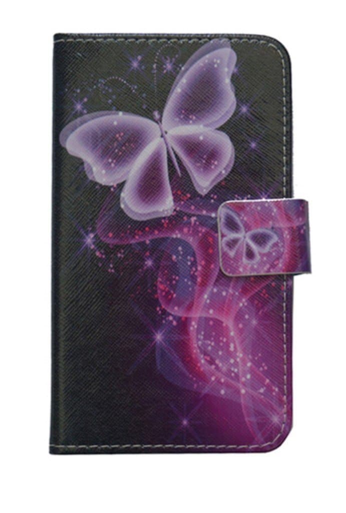 Alcatel Flash Plus 2 case [with free stylus], luxury Wallet card holder Magnetic flip Leather case cover for Alcatel Flash Plus 2 (Butterfly design)
