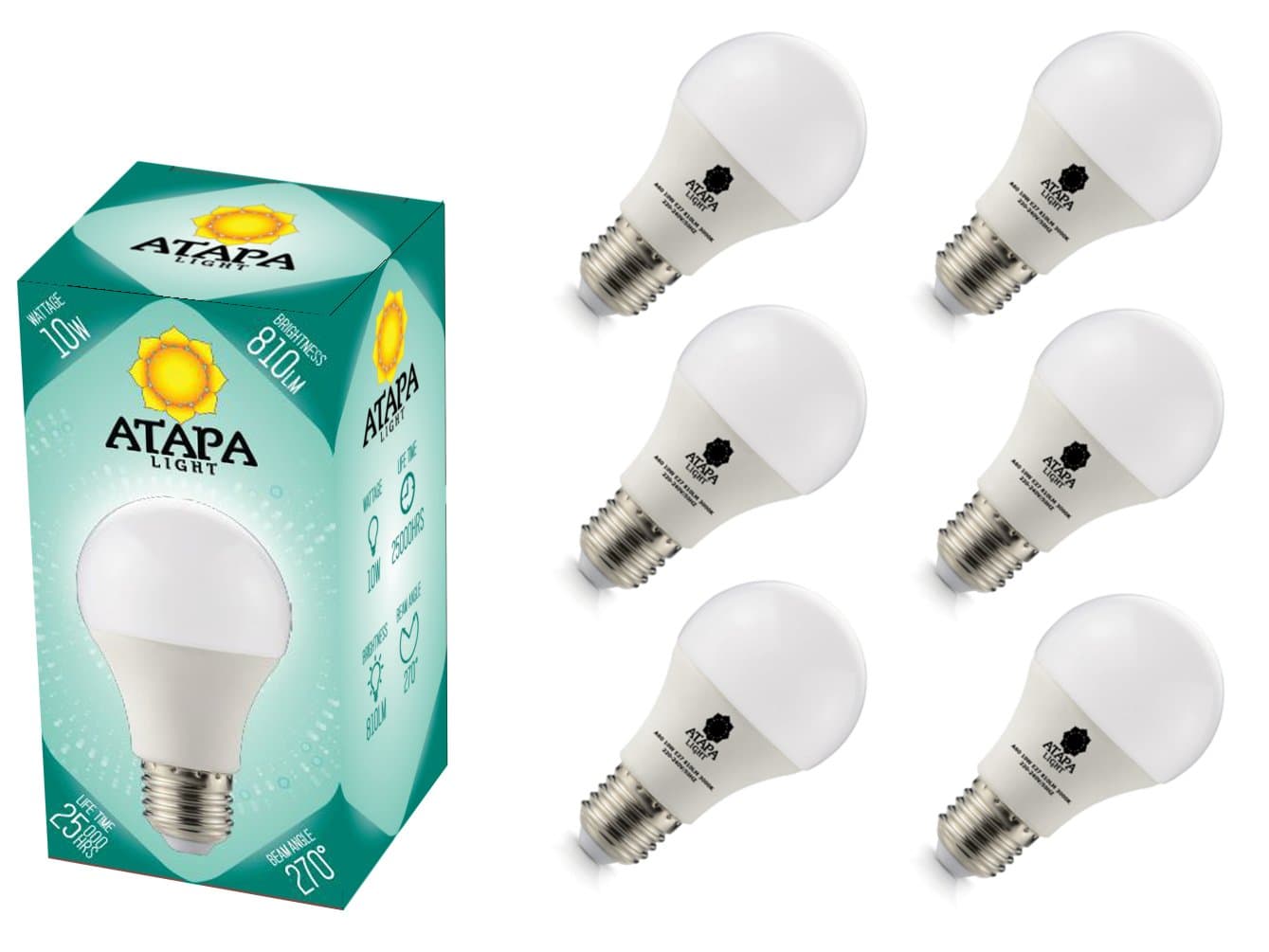 ATAPA 6 x A60 LED Bulbs 10W E27 Edison Screw Warm White 270° Beam Angle Light 3000 Kelvins Natural Warm White Color Very Bright 75W Replacement Energy Saving Class A+ Light Bulb for Shower Bathroom Kitchen Living Room Porch Home Garden Library Accessories [Energy Class A+]