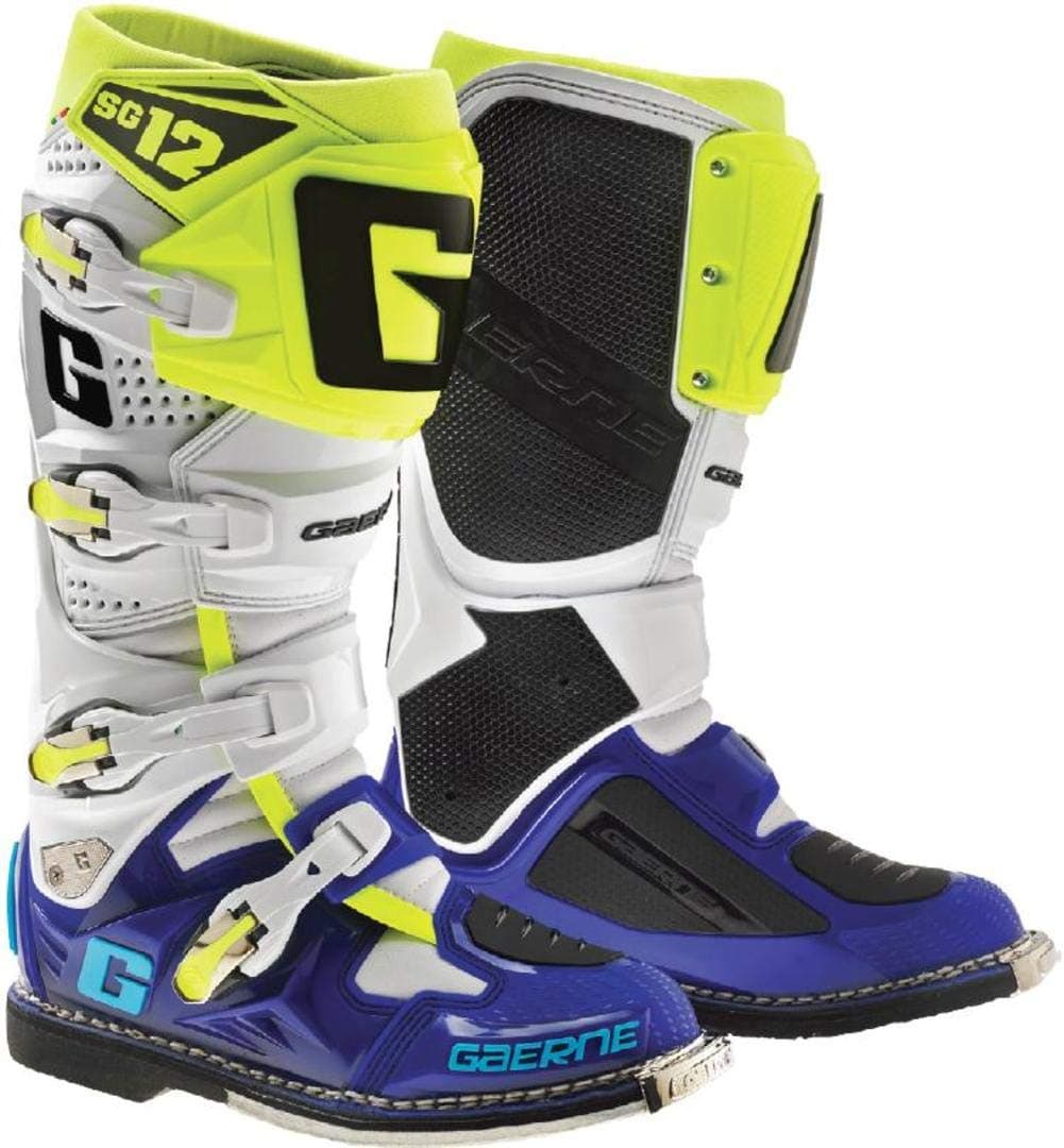 Gaerne SG-12 Boots White/Blue/Neon - Size 12