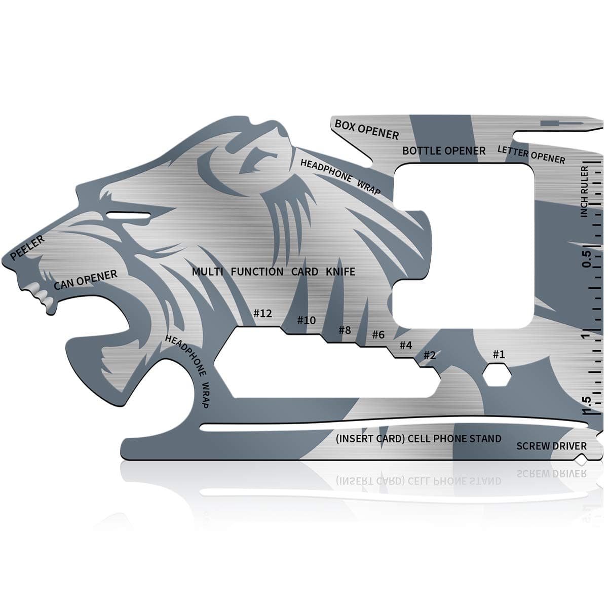 WOOANY Multitool Card, EDC Pocket Tool, 18-IN-1 Stainless Steel Multi-tool,Credit Card Survival Multi Purpose Keychain Tools For Camping Hiking Cycling Travel and Best Gadgets for Men