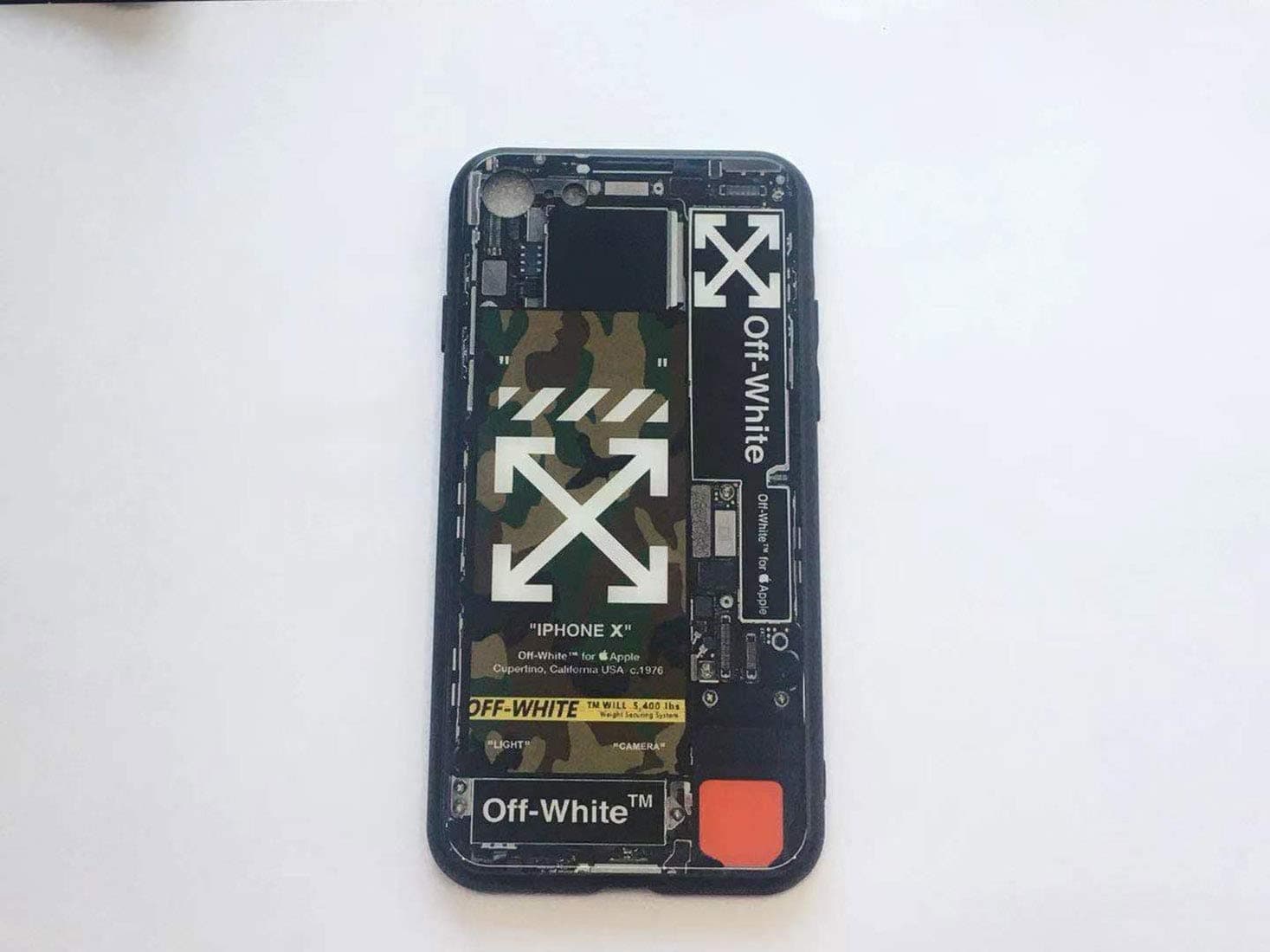 TYUSAN Off OW Phone Case Protective Premium Hard Case Ultra Slim Shock Proof Cover/Bumper/Skin/Cushio for iPhone (Off White Camouflage, iPhone 7/8)