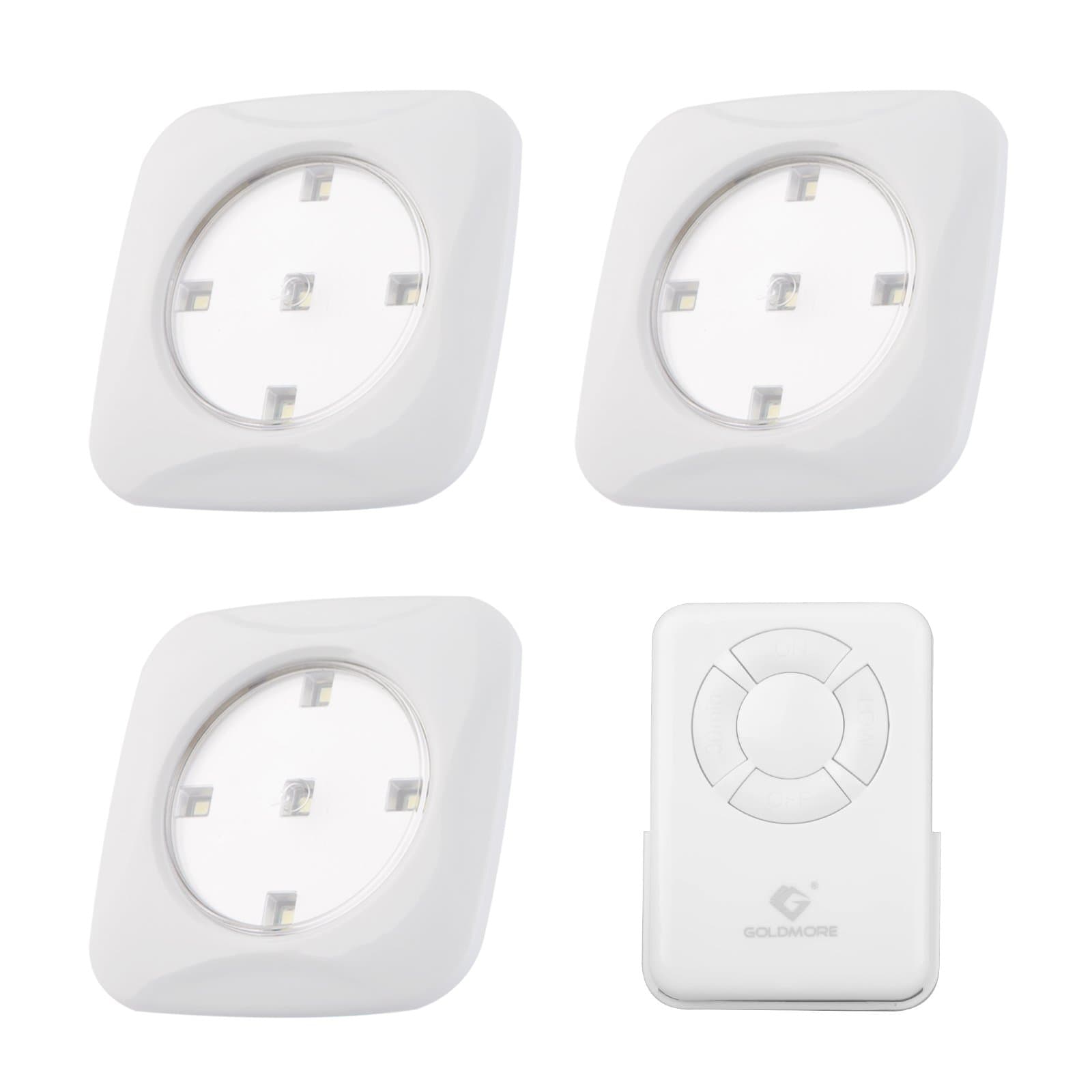 Under Cabinet Lighting - Closet Light - Puck Lights - Battery Powered Lights Under Counter Lights with Remote Control Stick on Anywhere 3 Pack