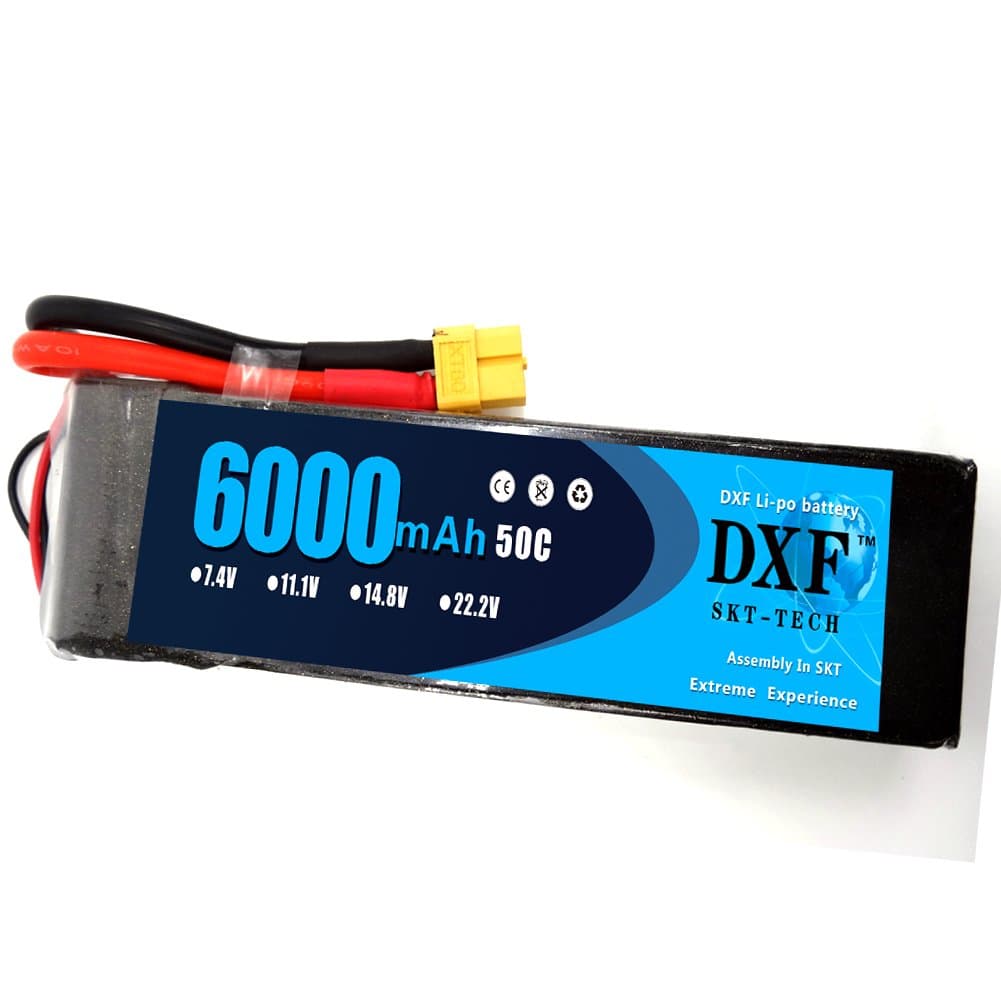 DXF 7.4V 6000mAh 75C 2S 50C Max100CGrade A Li-Poly Lipo Battery with TRX Plug for RC Model Car Boat Truck Buggy (1PCS 2S 7.4V 6000mah 50C XT60 Plug)