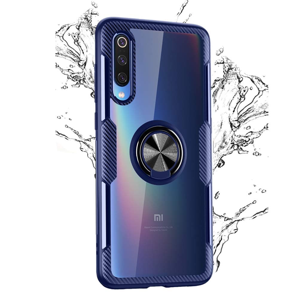 TOPOFU® for Xiaomi Mi Note 10 Pro Case,Transparent clear Anti-Scratch Shockproof PC+TPU Protective Case+ Foldable Holder for Xiaomi Mi Note 10 Pro,Navy