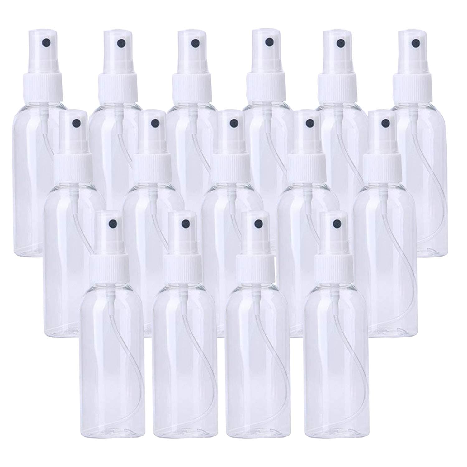 SUBANG 15 Pack 80ml Fine Mist Mini Clear Spray Bottles with Pump Spray Cap for Essential Oils, Travel, Perfumes, White