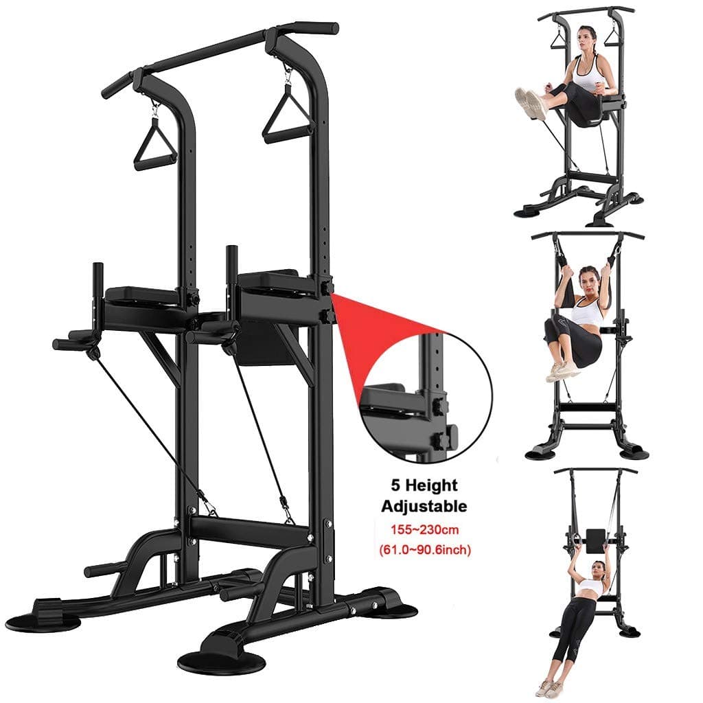 Mipageco Fitness Equipment,Multi-Function Home Gym Exercise Equipment Dip Station Chin Up Bar Core Power Tower Pull Push for Strong Muscleped from USA