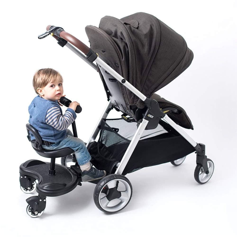 LNLN Buggy Board With Seat, Seat Can Be Moved And Assembled, Scooter With Stand Plate, Ideal For Families With Two Children (Including Manual) (Black)