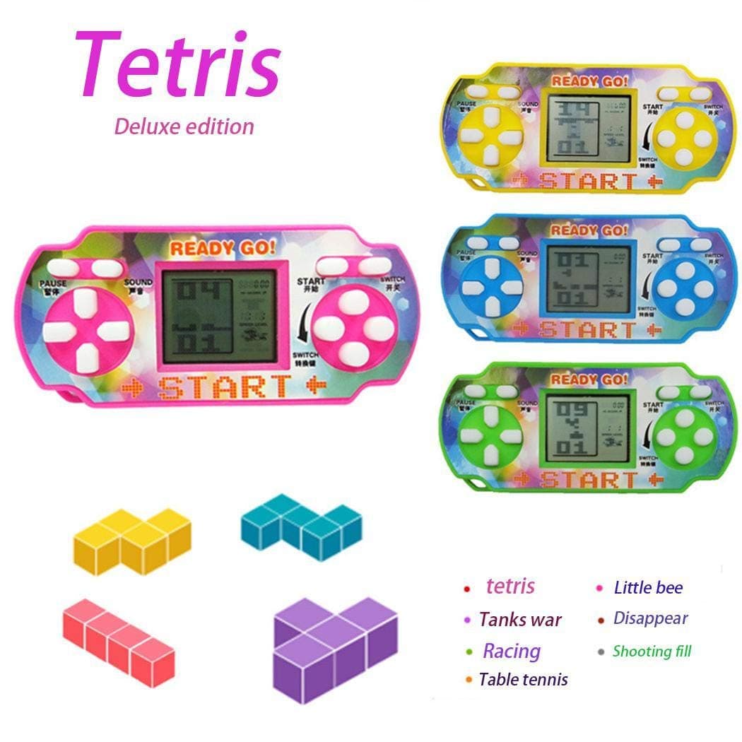 Kloius 1PC Mini Handheld Game Machine For Tetris Racing Car Puzzle Game Kids Toy (Random Color)