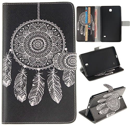 Skytar Samsung Galaxy Tab 4 7.0 Case - PU Leather Tablet Shell Protection with [Folio Stand Wallet Function] Protective Case Cover for Samsung Galaxy Tab 4 7.0 Zoll SM-T230 SM-T231 SM-T235 Tablet,*Black dreamcatcher