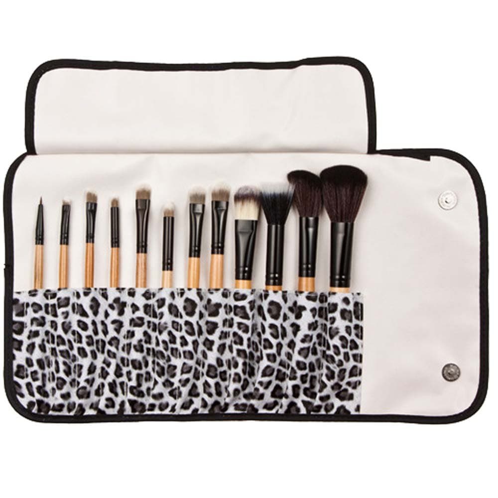 DONGXIUB 12 pcs Leopard grain Makeup Brushes Premium Set Synthetic Cosmetics Foundation Blending Blush Eyeliner Face Powder Brush Makeup Brush Kit (12 pcs white)