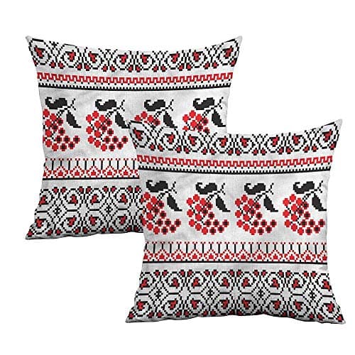 Khaki home Ukrainian Square Custom Pillowcase Pixel Like Berries Stripe Square Body Pillowcase Cushion Cases Pillowcases for Sofa Bedroom Car W 18" x L 18" 2 pcs