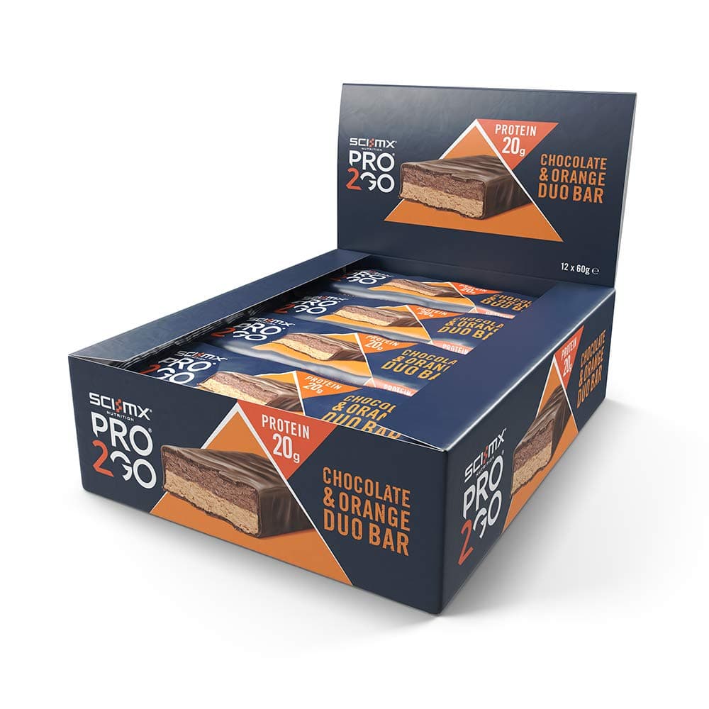SCI-MX Nutrition PRO 2GO Duo Bar Box, Chocolate and Orange, Pack of 12 x 60 g