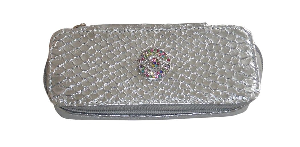 Carol Brodie: Accessorize Your Life "Evil Eye" Snake-Embossed Pill Case ~ Silver