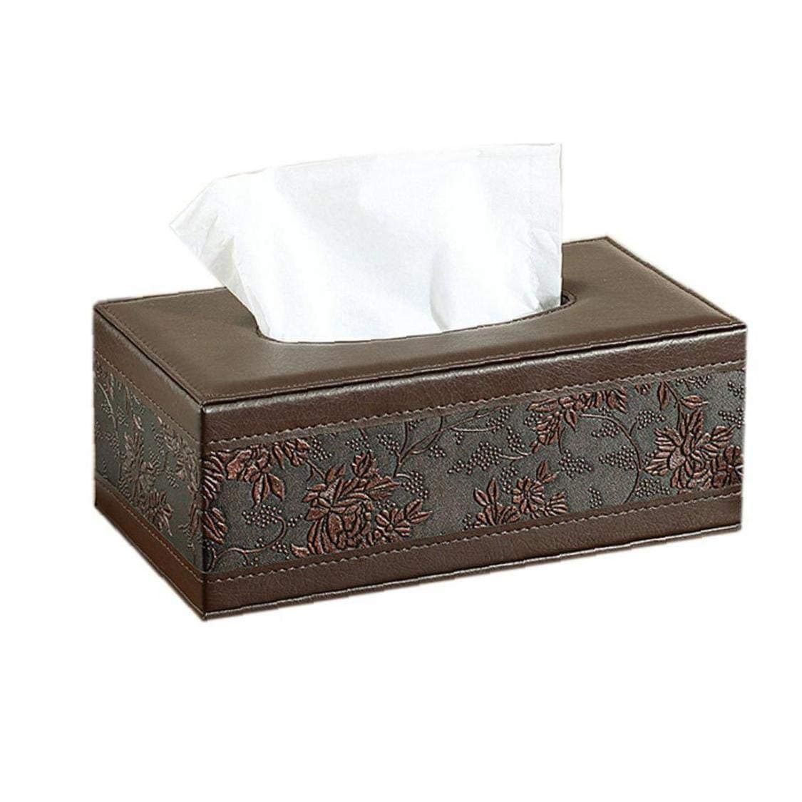 Retro PU Leather Tissue Box Fashionable Soft Rectangle Tissue Box Cover for Office Car