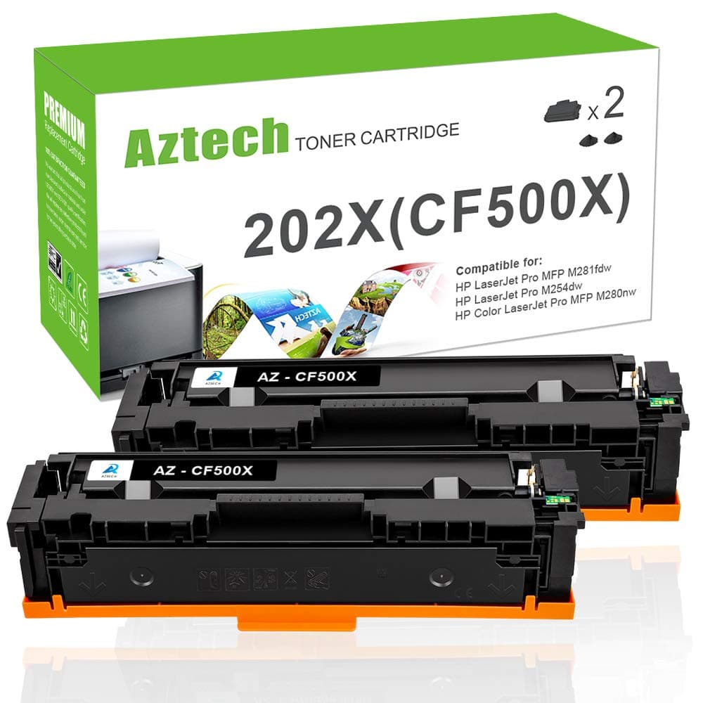 Aztech Compatible Toner Cartridge Replacement for HP 202A CF500A 202X CF500X (Black, 2-Packs)