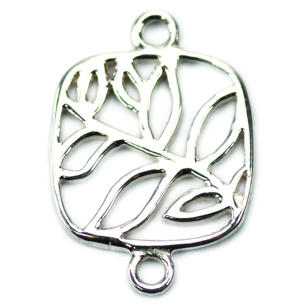 Amoracast Exclusive Sterling Silver Sprig Curved Square Pendant