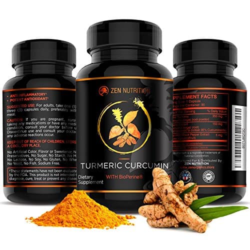 Turmeric Curcumin Complex, Potent Antioxidant, Forged with BioPerine Black Pepper For 2000% More Bioavailability All Natural &amp; Non-GMO! By Zen Nutrition