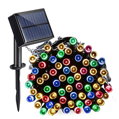 Lightvoice Waterproof Solar String Lights ,36ft 100 LED and 8 Modes Fairy Lights Work for 35 Hours with Timer, Solar &amp; USB Charger for Outdoor, Patio, Lawn,Garden, Home, Wedding Decoration