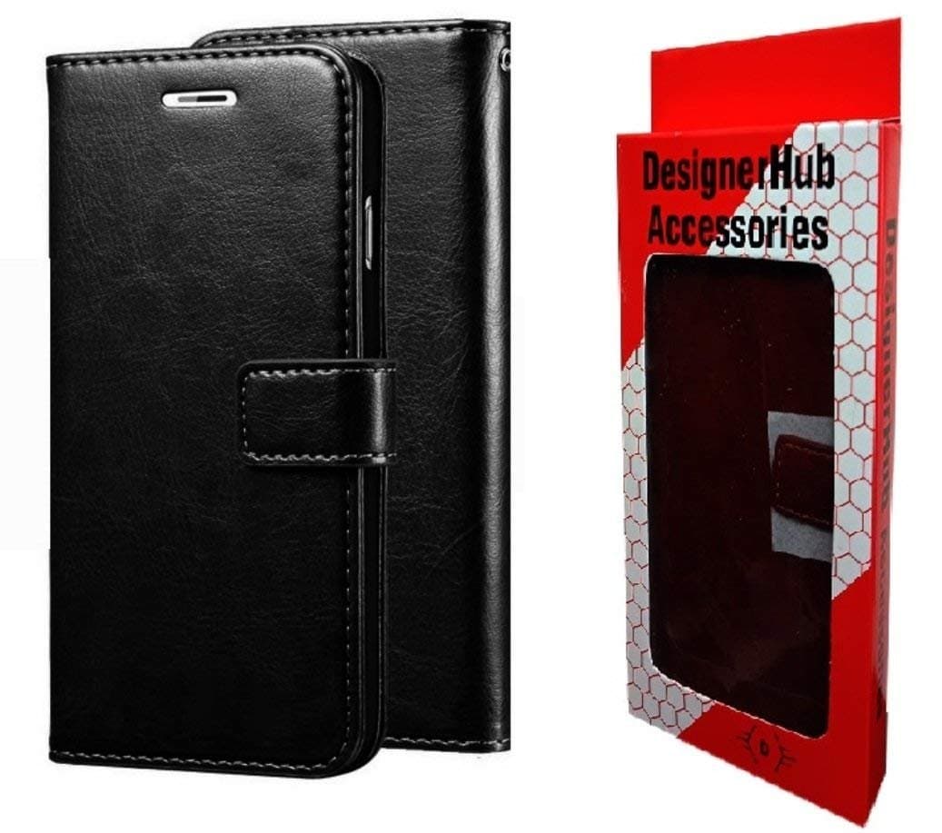 Designer Hub Infocus Vision 3 Flip Flap Cover Case with Stand/Wallet/Card Holder (Black)